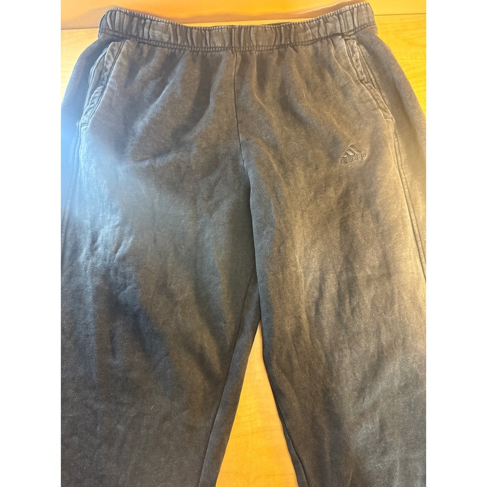 Adidas‎ Mens Fleece Sweatpants Faded Black Joggers Embroidered Logo Size XL